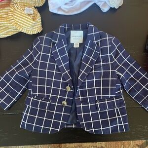 EUC Janie and Jack Blazer Sport Suit Coat Windowpane Grid Pattern